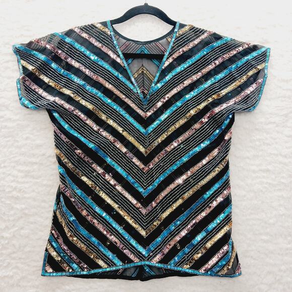 Blouse Top Size ? Glam Luxe Y2K Revival Alt Girl Maximal Ornate Mob Wife Shiny - Picture 1 of 11